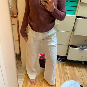 white wide-leg pants